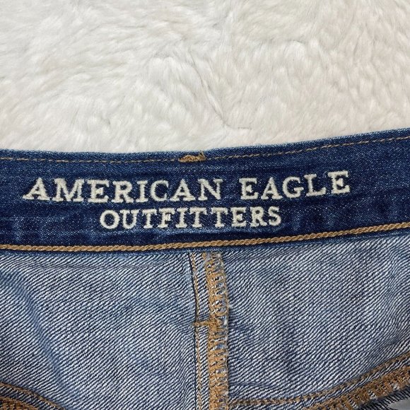 American Eagle Denim Shorts 0 Medium Wash Distressed Frayed High-Rise Festival - Picture 10 of 12